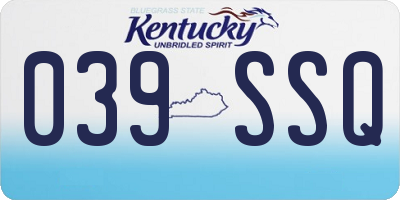 KY license plate 039SSQ