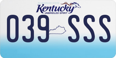KY license plate 039SSS