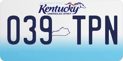 KY license plate 039TPN