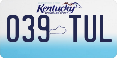 KY license plate 039TUL