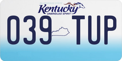 KY license plate 039TUP