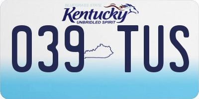 KY license plate 039TUS