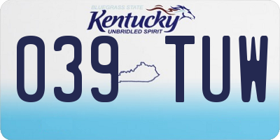 KY license plate 039TUW
