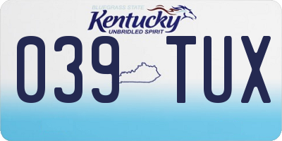 KY license plate 039TUX