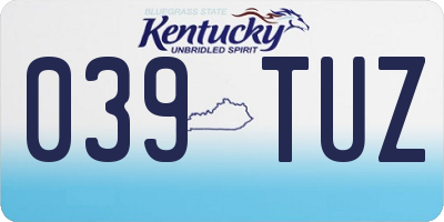 KY license plate 039TUZ