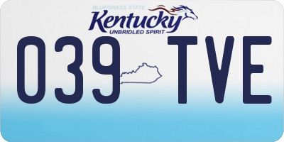KY license plate 039TVE