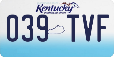 KY license plate 039TVF