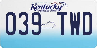 KY license plate 039TWD