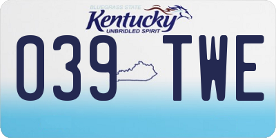 KY license plate 039TWE