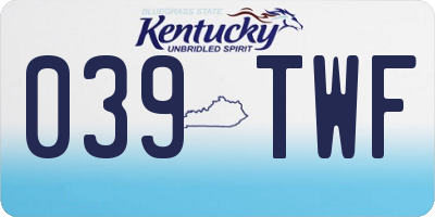 KY license plate 039TWF