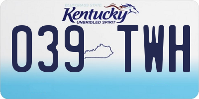 KY license plate 039TWH