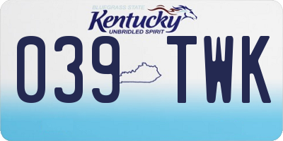 KY license plate 039TWK