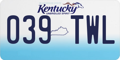 KY license plate 039TWL