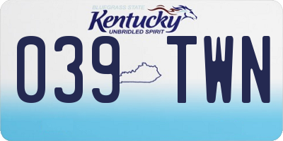 KY license plate 039TWN