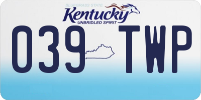 KY license plate 039TWP