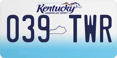 KY license plate 039TWR