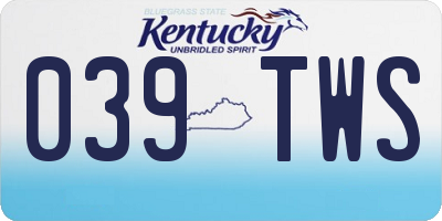 KY license plate 039TWS