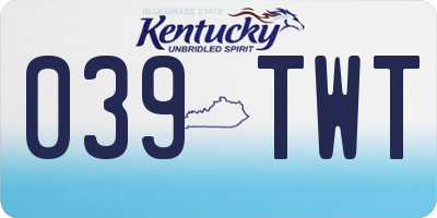KY license plate 039TWT