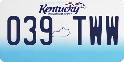 KY license plate 039TWW