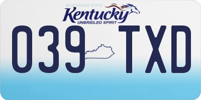 KY license plate 039TXD