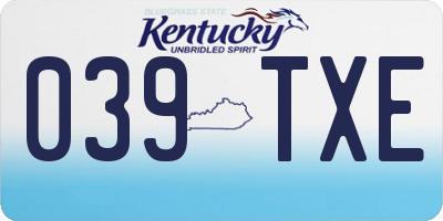 KY license plate 039TXE