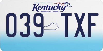 KY license plate 039TXF