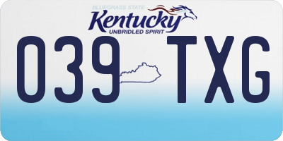 KY license plate 039TXG