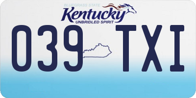 KY license plate 039TXI