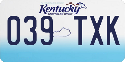 KY license plate 039TXK