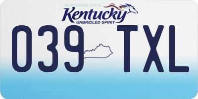 KY license plate 039TXL