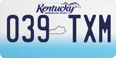 KY license plate 039TXM