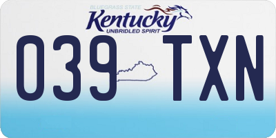 KY license plate 039TXN