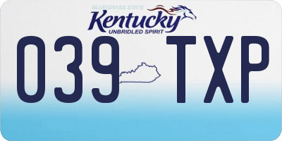 KY license plate 039TXP