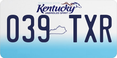 KY license plate 039TXR
