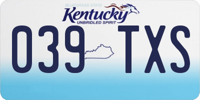 KY license plate 039TXS
