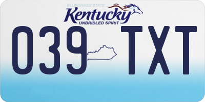 KY license plate 039TXT