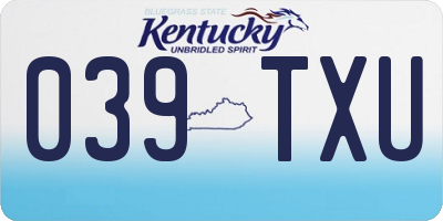 KY license plate 039TXU