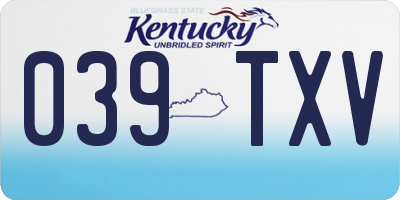 KY license plate 039TXV