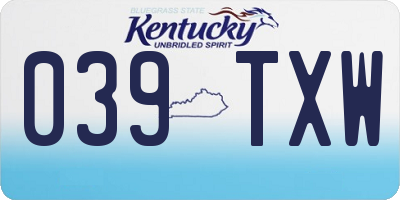 KY license plate 039TXW
