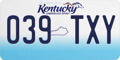 KY license plate 039TXY