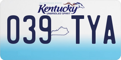 KY license plate 039TYA