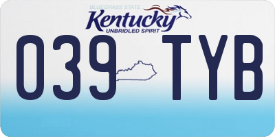 KY license plate 039TYB
