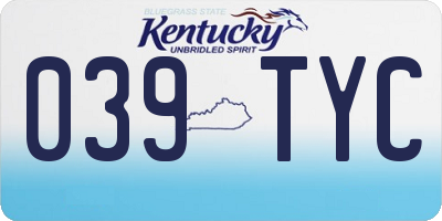 KY license plate 039TYC