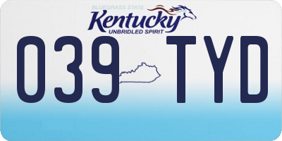 KY license plate 039TYD
