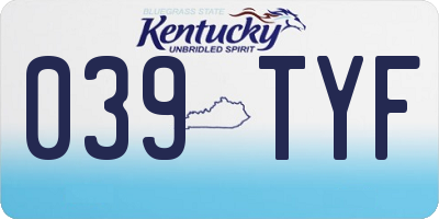 KY license plate 039TYF