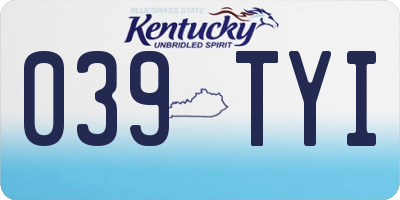 KY license plate 039TYI