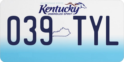 KY license plate 039TYL