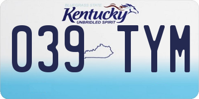 KY license plate 039TYM