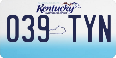 KY license plate 039TYN