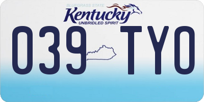 KY license plate 039TYO